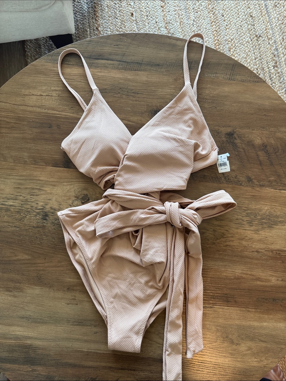 Aerie Textured Wrap One-Piece Swimsuit - Blush